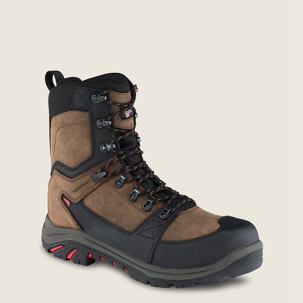 Red Wing Safety Boots Mens Brown/Black - Trades - 8-inch Insulated Waterproof Toe - 7081592-CF